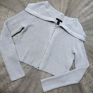 Forever 21 Light Gray Zip Up Sweater